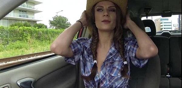  Teen hitchhiker Dillion Carter gets a free ride on a cock